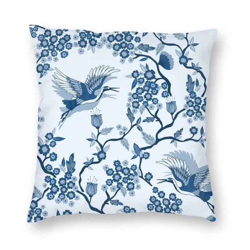 

Classic Blue Chinoiserie Cushion Cover 3D Print Delft Porcelain Floor Pillow Case for Living Room Cool Pillowcase Decoration