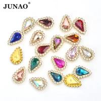 junao 30pcs 813mm colorful drop sewing rhinestones gold claw settings glass stones flatback crystals strass applique for crafts