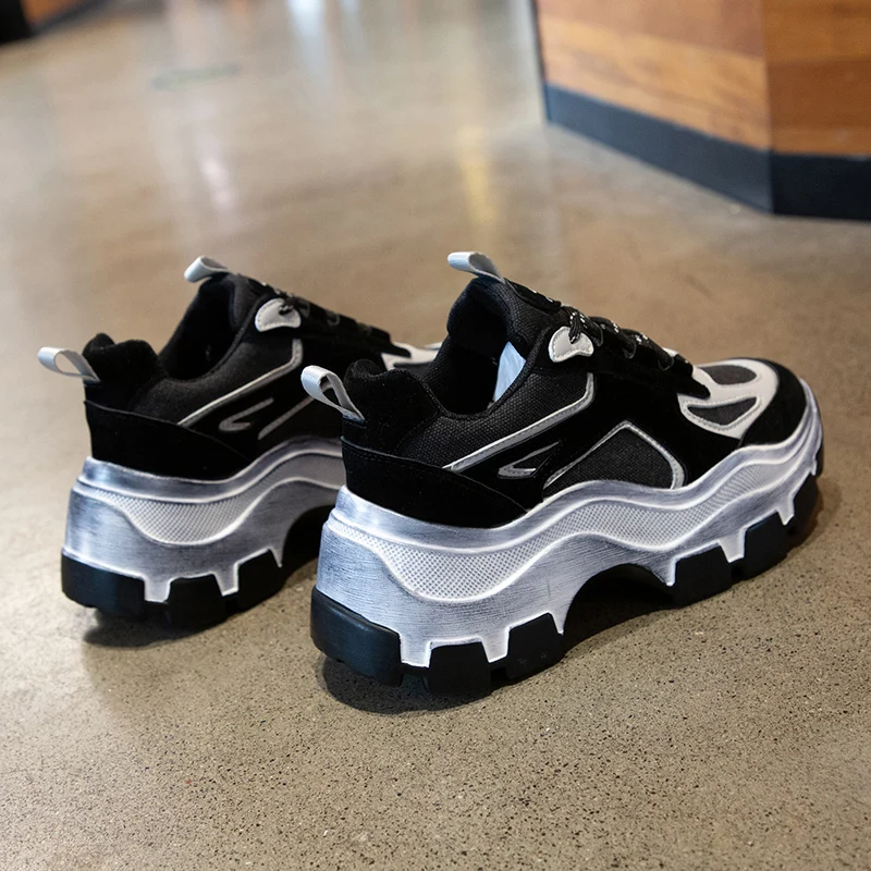 Модные женские белые кроссовки новые массивные dames Baskets femme цвет красный черный на