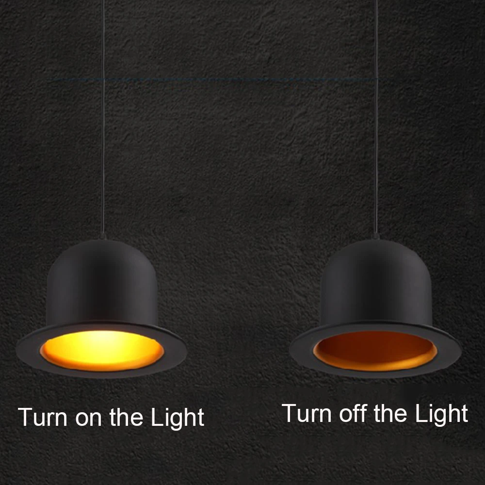 110V 220V Современный Черный Джаз Высокая шляпа Подвесной Светильник Алюминиевый