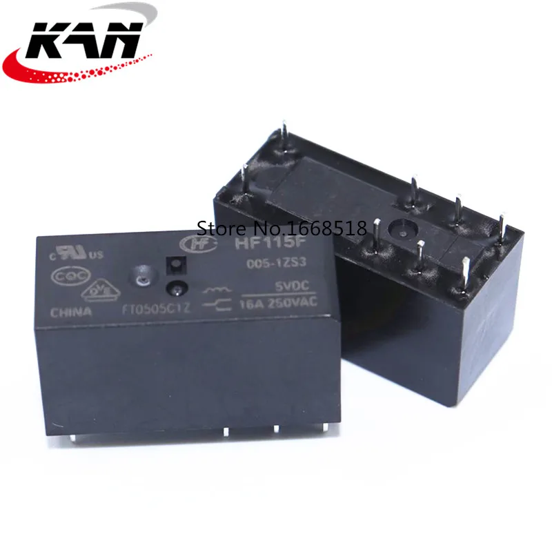 Реле HF115F-005-1ZS3 HF115F-012-1ZS3 10 шт. HF115F-024-1ZS3 250 В 16 А 8-контактное реле 5 В/12 В/24 постоянного