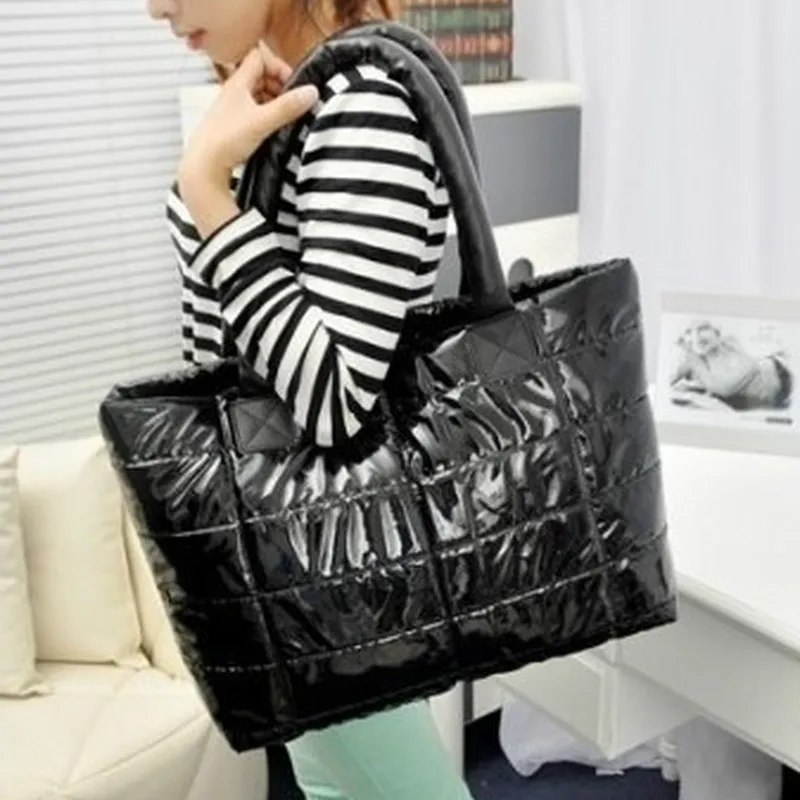 

2020 New Winter Single Shoulder Tote Women Space Pad Cotton Feather Down Bag Bucket Handbag sac a main carteira Bolsa Feminina