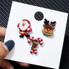 Модный Набор рождественских брошей с бумажной карточкой, Санта-Клаус, костыли, лось, акриловый снеговик, шляпа, Рождественская брошь, значки, Заколки для женщин