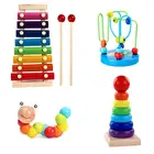 Деревянные игрушки Монтессори, Детская обучающая игрушка, Детские Разноцветные деревянные блоки