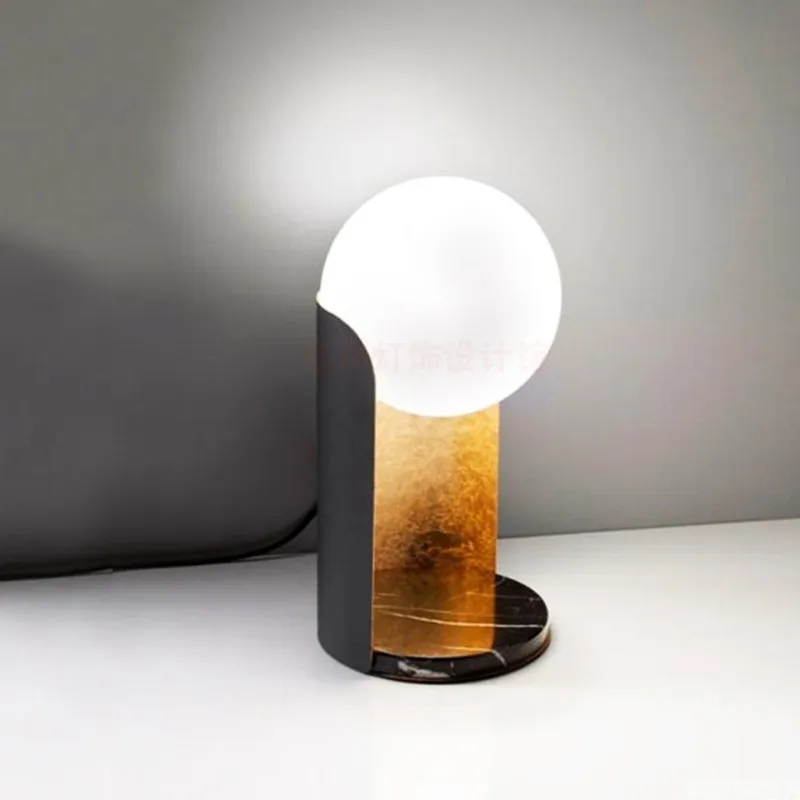 

Creative marble table lamp metal glass designer villa hotel office study bedroom bedside table lamp WF1111222