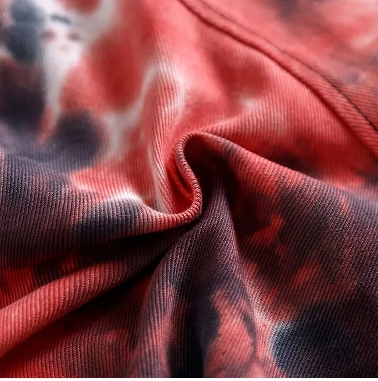

loose tie-dye stitching asymmetrical long-sleeved shirt jacket women's design sense of wind tops