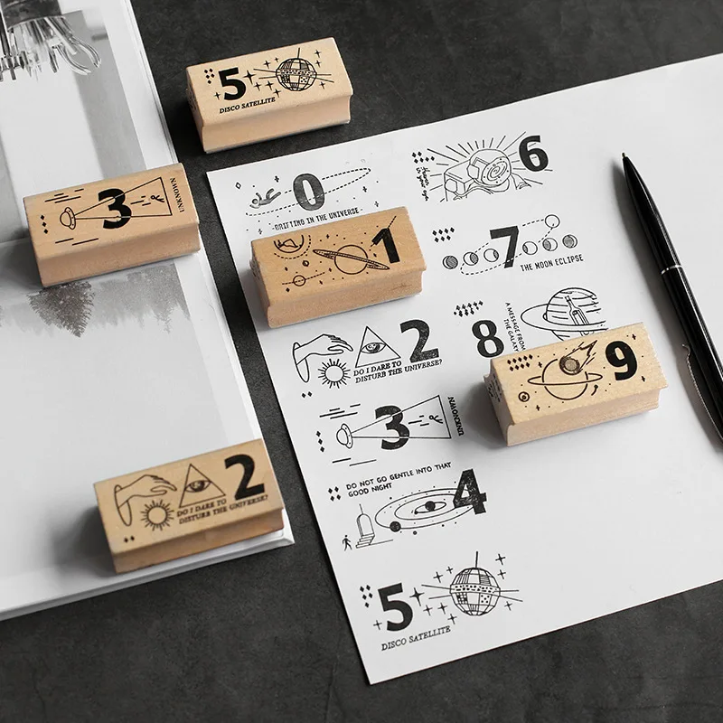 Деревянная печать цифровой Вселенная резиновый альбом сделай сам украшения