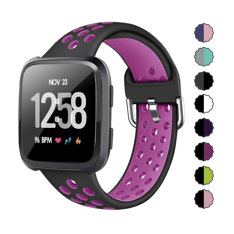 Двухцветный силиконовый ремешок для смарт-часов Fitbit Versa 2 Воздухопроницаемый