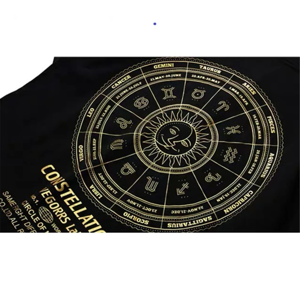 2020 Новая мода лето Хип-хоп Золотая печать повседневная с коротким рукавом черная