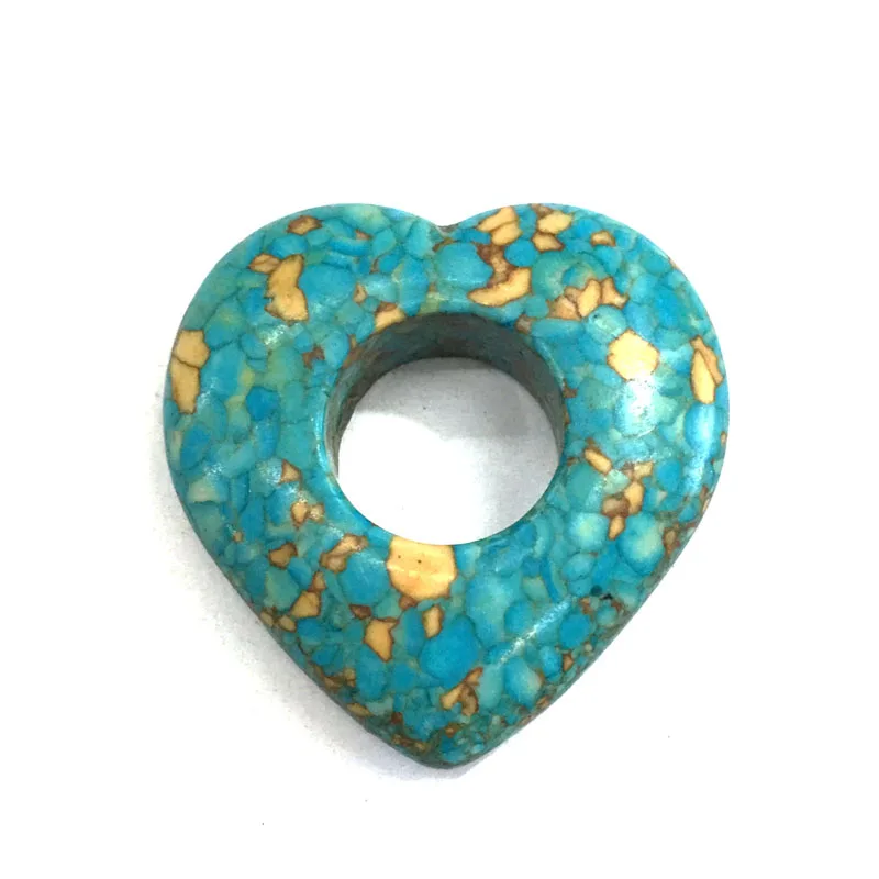 

Peach Heart Shaped Blue / Green Turquoises Pendant Reiki Healing Natural Stone Beads For DIY Jewelry Making Size 40x40mm