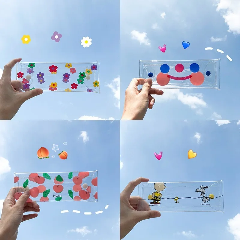 Милый мешочек для карандашей прозрачный Элегантный чехол ручек с цветами Ins Cloud