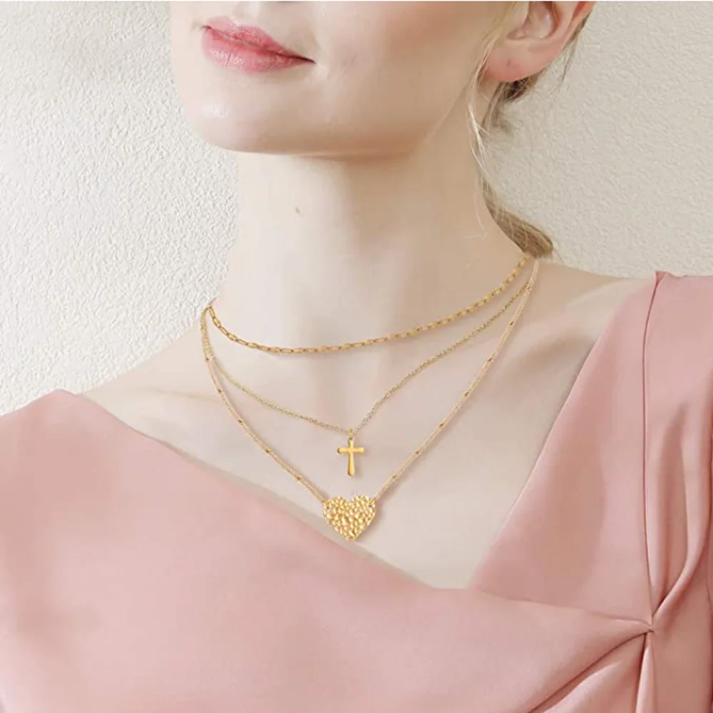 ZMZY золотой цвет минимализм луна Шарм многослойная цепочка из нержавеющей стали