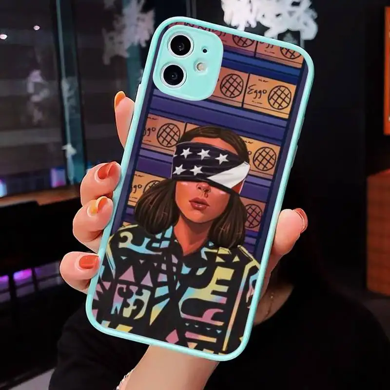 

American TV Stranger Things Phone Case For iPhone 12 11 Mini Pro XR XS Max 7 8 Plus X Matte transparent blue Back Cover