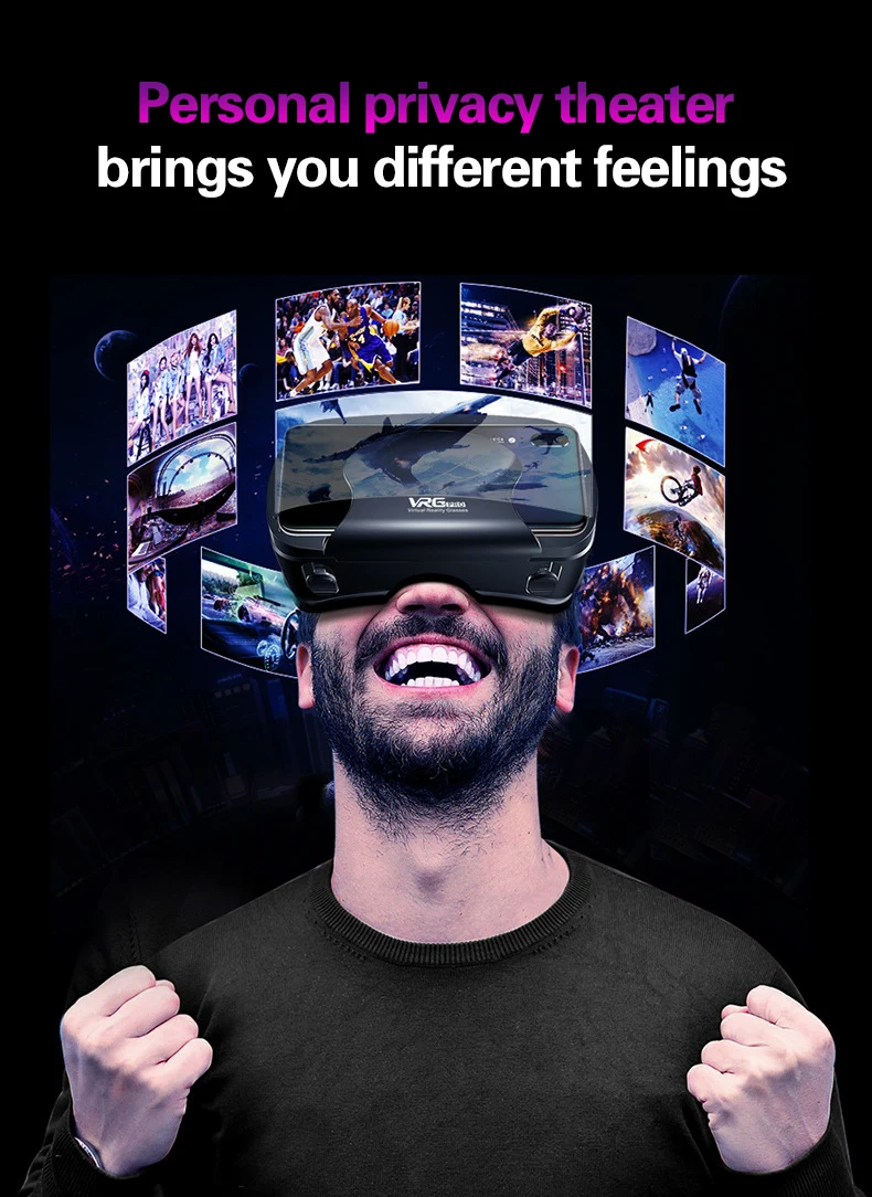 3D Virtual Reality Gaming PC VR Headset Movie Game Glasses Immersive for Mobile Phone VRG Pro | Электроника