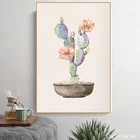 Художественная картина в горшке, цветок кактуса, картина маслом на холсте, плакаты и принты, современная картина для украшения стен дома