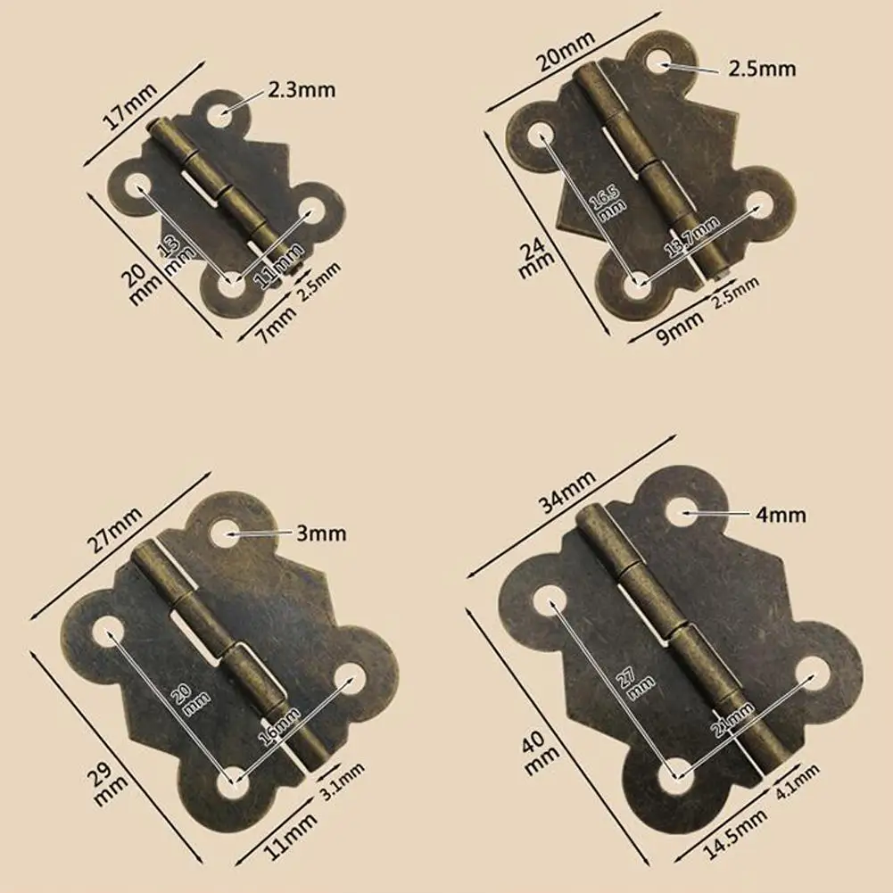 10pcs Mini Butterfly Door Hinges 20mm x17mm Bronze Cabinet Drawer Jewellery Box Decorate Hinge For Furniture Hardware | Обустройство