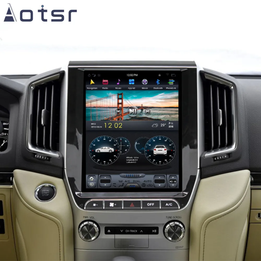 Автомобильная Мультимедийная система android 8,1 Тесла стиль 12,1 дюймов для TOYOTA LAND CRUISER LC200 радио приборная(устройство цифровой записи) аудио