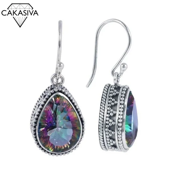 Женские серьги из серебра S925 пробы в форме капли воды груши стиле ретро семи