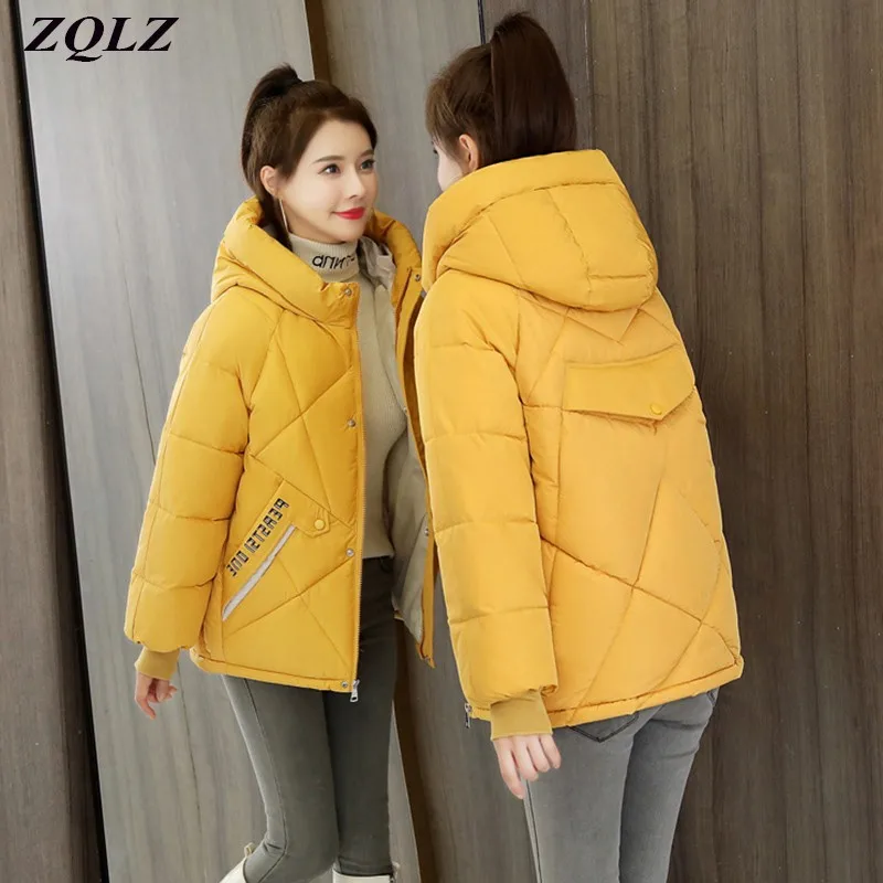Куртка ZQLZ женская зимняя 2020 новая тонкая с капюшоном короткая парка хлопковая