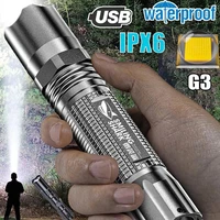 strong light focusing led flashlight outdoor portable household built in battery rechargeable multi function flashlight