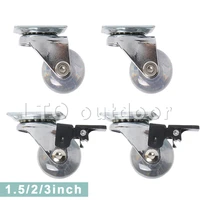4pcs 360 degree transparent swivel caster wheels heavy duty caster with top plate no noise wheels for furniture accessories