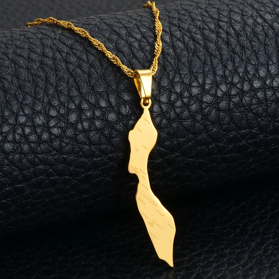 

Anniyo Curacao Necklaces for Women Girls Gold Color/Silver Color Curacao Pendant Maps Jewelry Village Nmae #135121