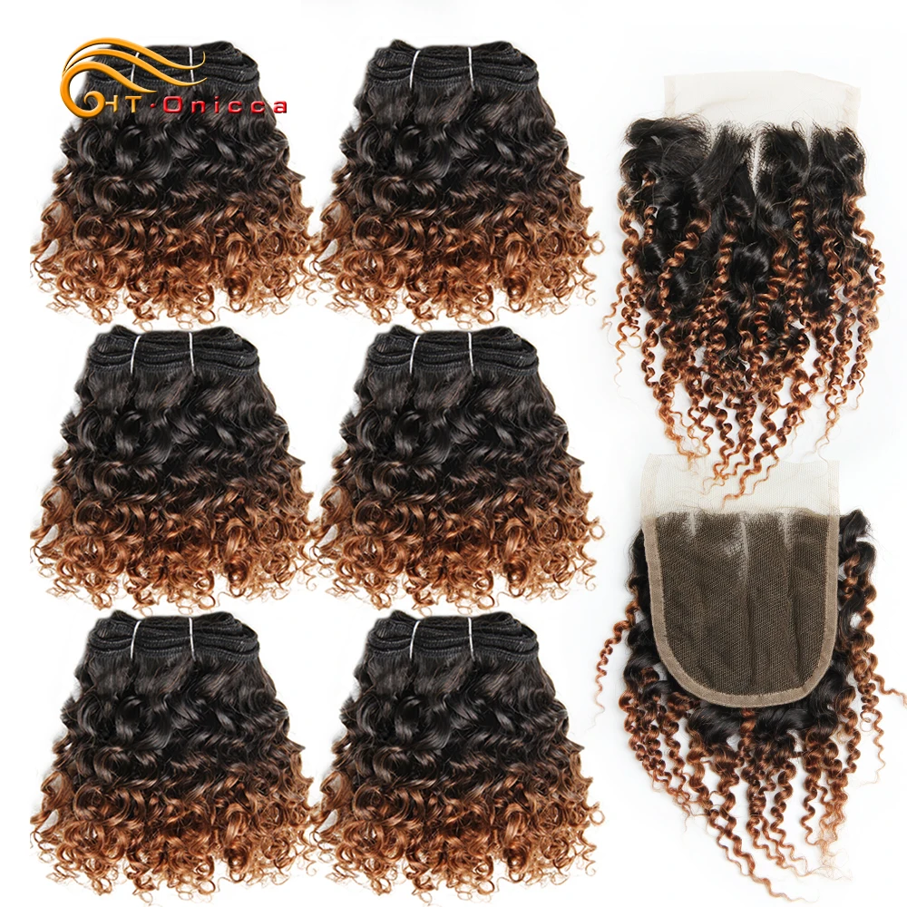 220 г/упак. вьющиеся пряди с закрытием кудрявые бразильские волосы волнистые и