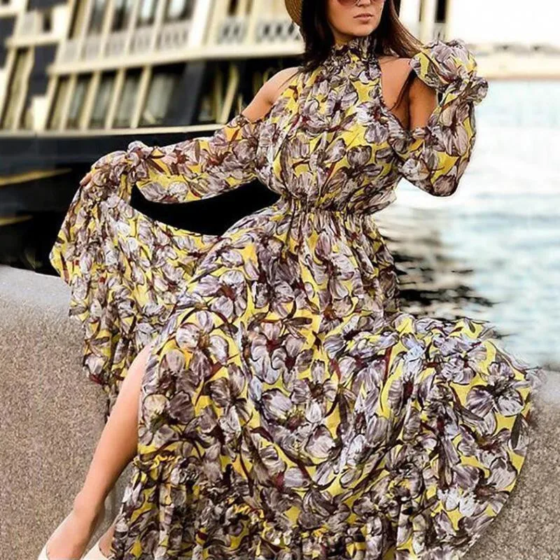 Платье в стиле бохо с женское платье Лето 2019 модное открытыми плечами длинное