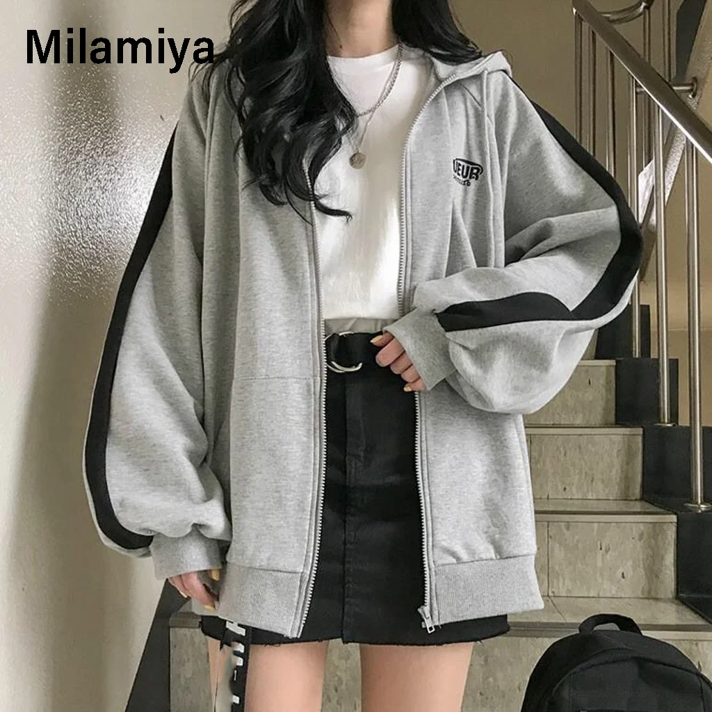

2021 Autumn Winter Women Jacket Fashion Solid Zipper Pocket Hooded Jacket Retro Loose Long Sleeve Plus Size Women Top Coat