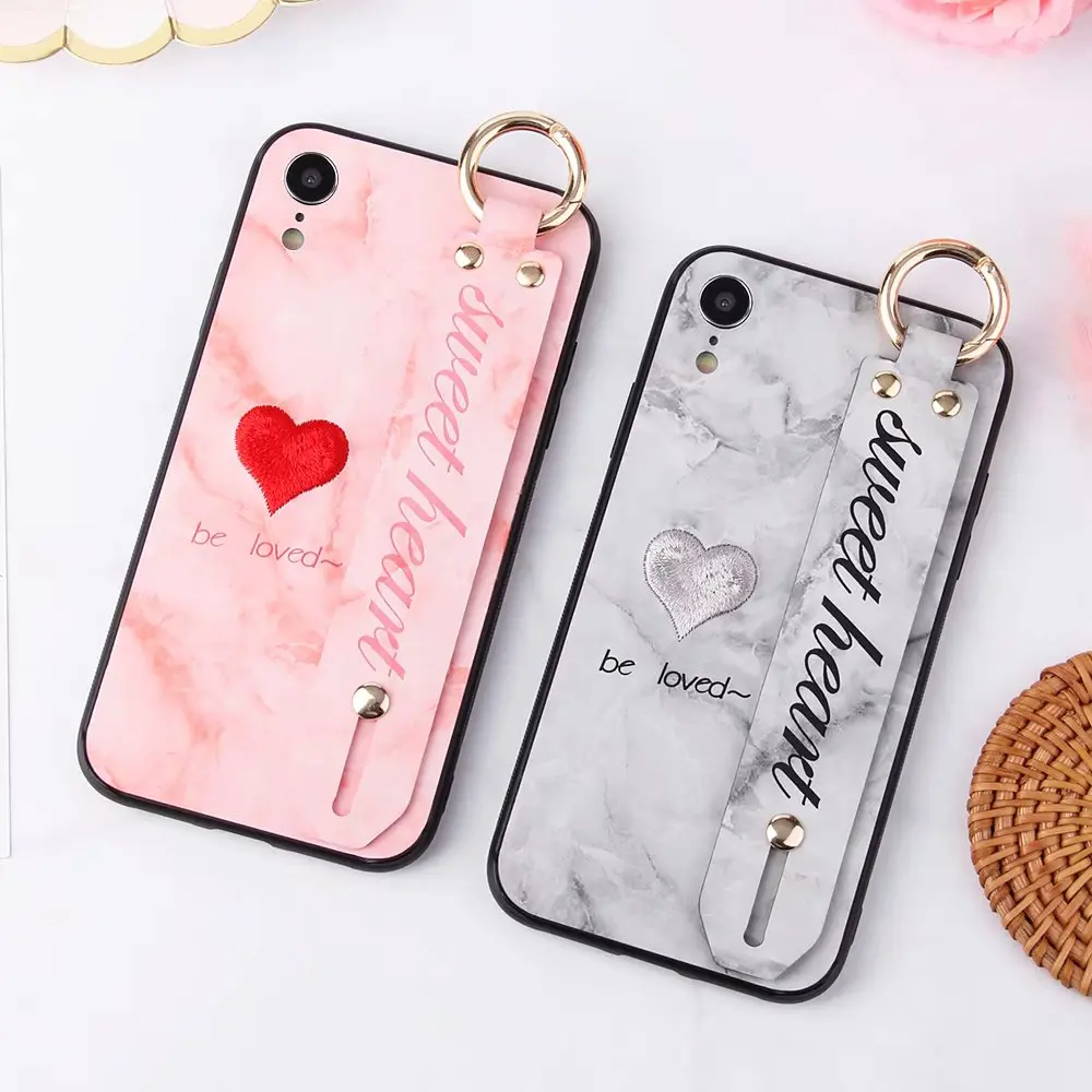 Чехол для iPhone X/XS новый мягкий чехол с вышивкой и ремешком на руку iphone пара чехлов |