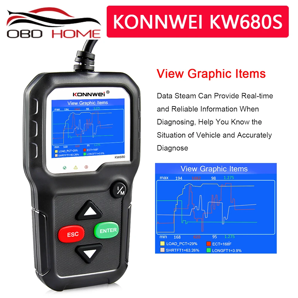 Автомобильный диагностический сканер KONNWEI KW680S OBD2 инструмент для диагностики