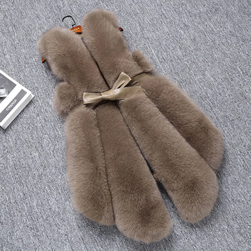 

Women Clothes Autumn Winter Real Fox Fur Long Vest Coats Korean Vintage Elegatn Vests Coat Chalecos Para Mujer ZL510