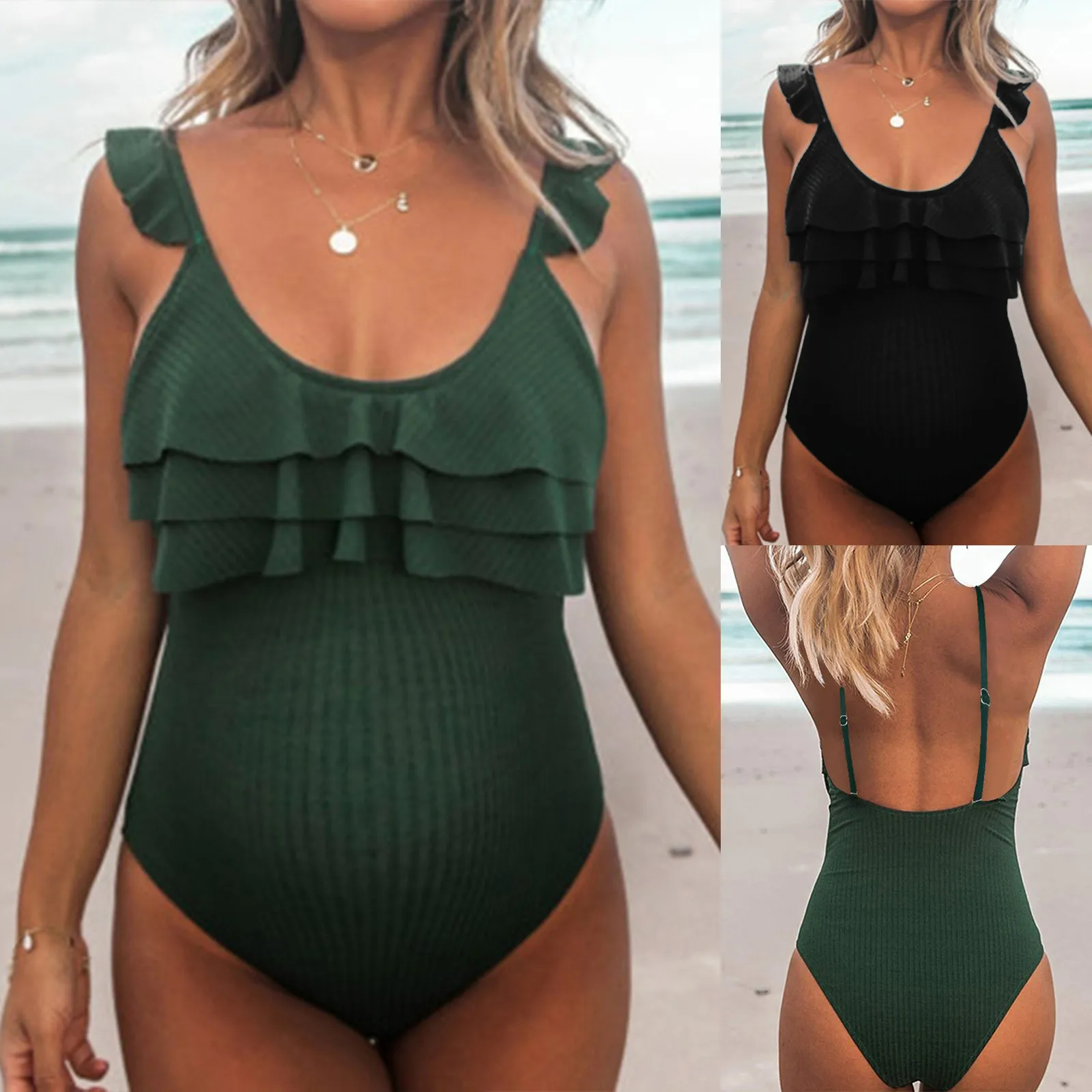 

Maternity Swimsuit Pregnant Women's One-Piece Swimwear Lace Swimsuit Bikini Swimming Maternity Beachwear купальник для беременых