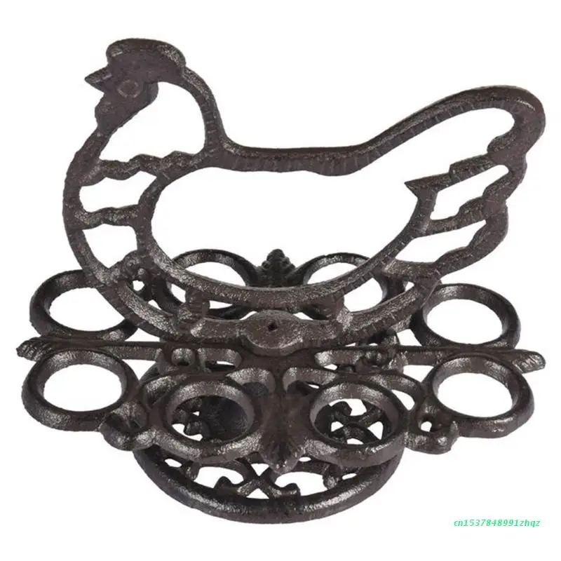 

Vintage Heavy Duty Cast Iron Eggs Holder Display Rack Rooster Shaped Decoration
