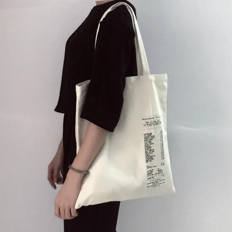 

Women Canvas Tote Bag Cotton Cloth Letter Print Shopping Bags Foldable Female Handbag Reusable Eco Beach Shopper Bag Canta Bayan