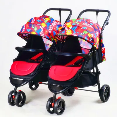 

High View Twins Baby Stroller 2 In 1 Can Sit Flat Lying Split Folding Shock Resistant Lightweight Double Baby Tricycle Stroller