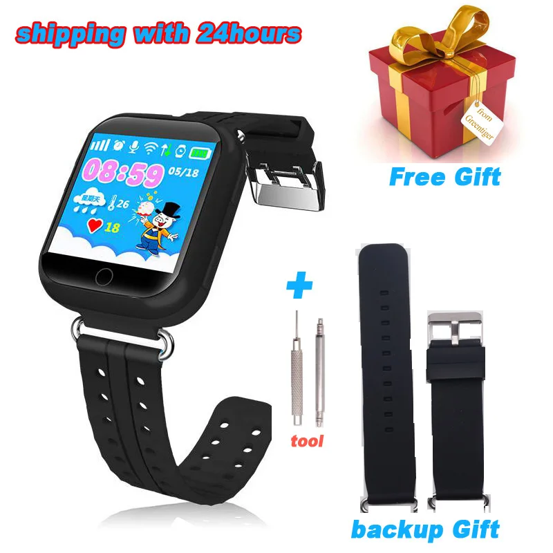 black with strap Gps умные часы Q750 Q100 Детские умные часы с 1,54 дюймовым сенсорным экраном SOS устройство отслеживания местоположения вызова для детей безопасный PK Q50 Q90 - Цвет: black with strap