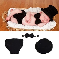newborn shooting baby photography props gentleman set knit outfit suit new born fotografie infant picture baby photo accessories
