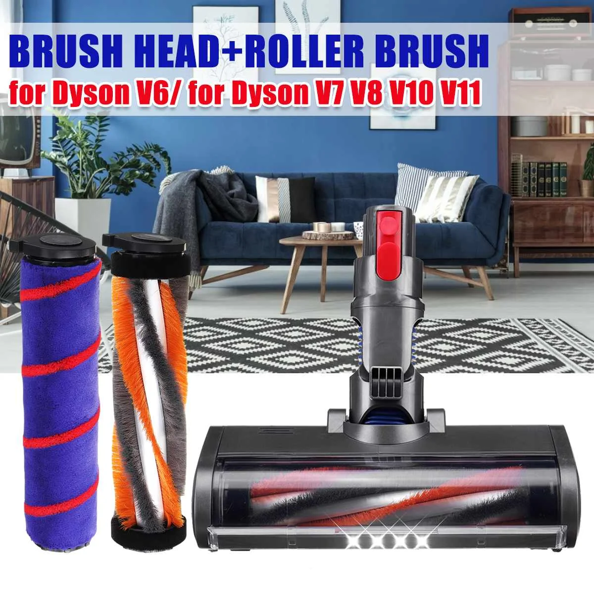 

Electric Wet Dry Mop Head Roller Brush Replacement for Dyson V6 V7 V8 V10 V11 Vacuum Cleaner Accessories Water Tank Suction