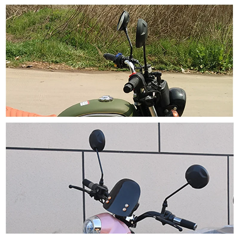 Боковые зеркала для мотоцикла 22 мм черные боковые с креплением на руль 7/8 дюйма
