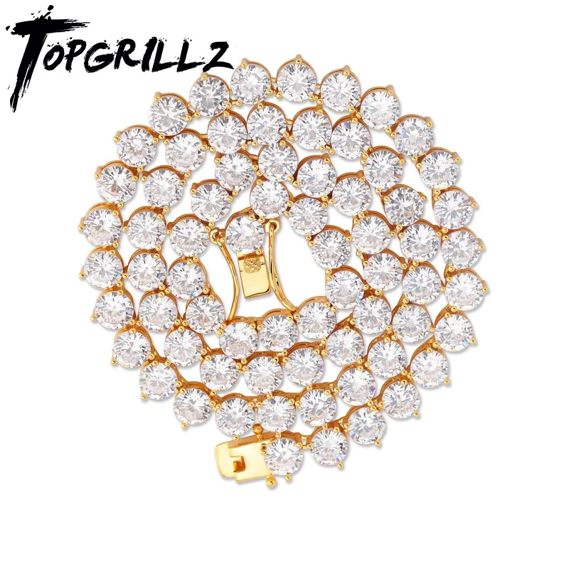 Мужская цепочка для тенниса TOPGRILLZ с 3 зубцами 4 мм 6 золотистое/Серебристое