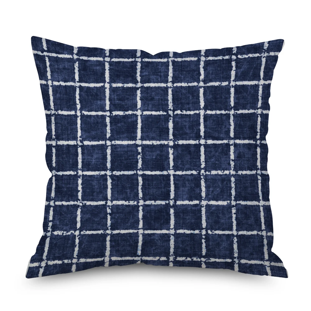 

Canvas Square Decorative Throw Pillows Cushion Cover Geometry Pillowcases for Sofa Lemon Pillowcase 18Ã—18 Inch-Navy No filler