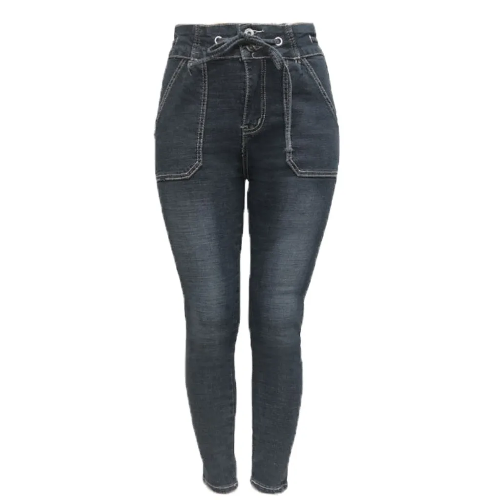 Женские зимние джинсы с высокой талией женские эластичным поясом 2019 тонкие