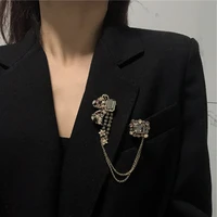 brooch enamel pins south koreas new luxury rhinestone brooch crystal square corsage collar flower women accessories jewelry