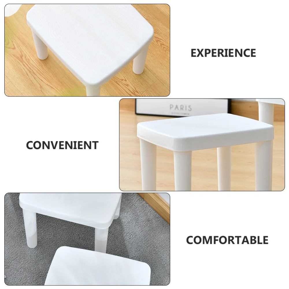 

1Pc Household Children Stool Bathroom Square Low Stool Non-slip Stool (White)