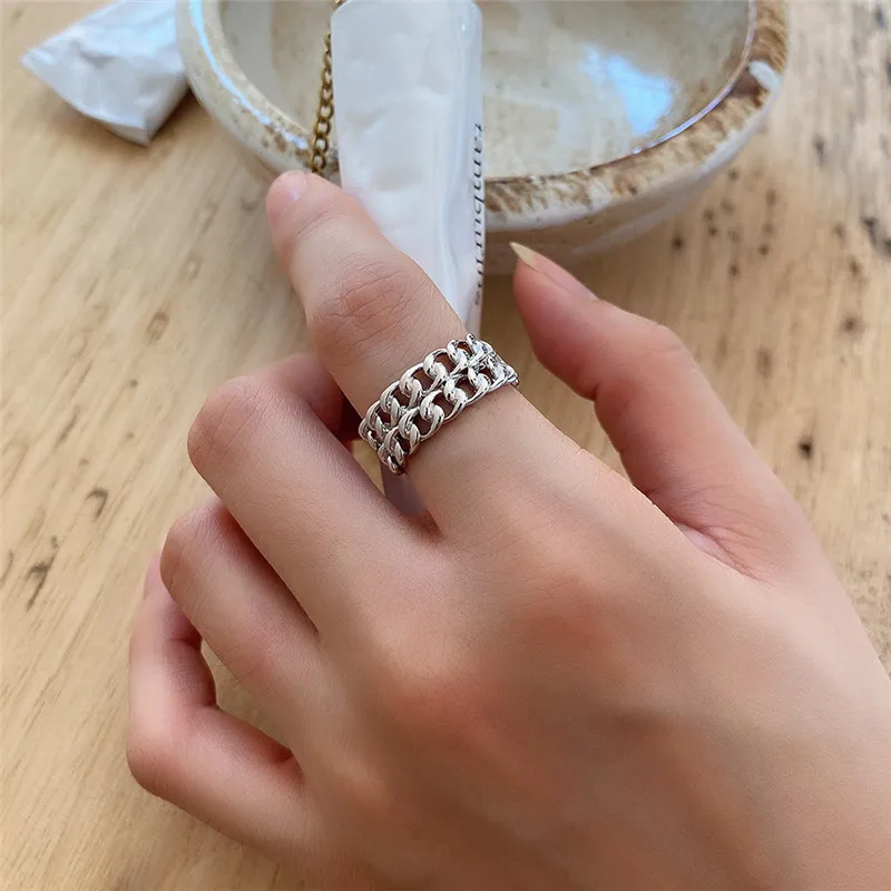 Кольца RUIYI реальные 925 пробы серебряные французские женские двухслойные плетеные