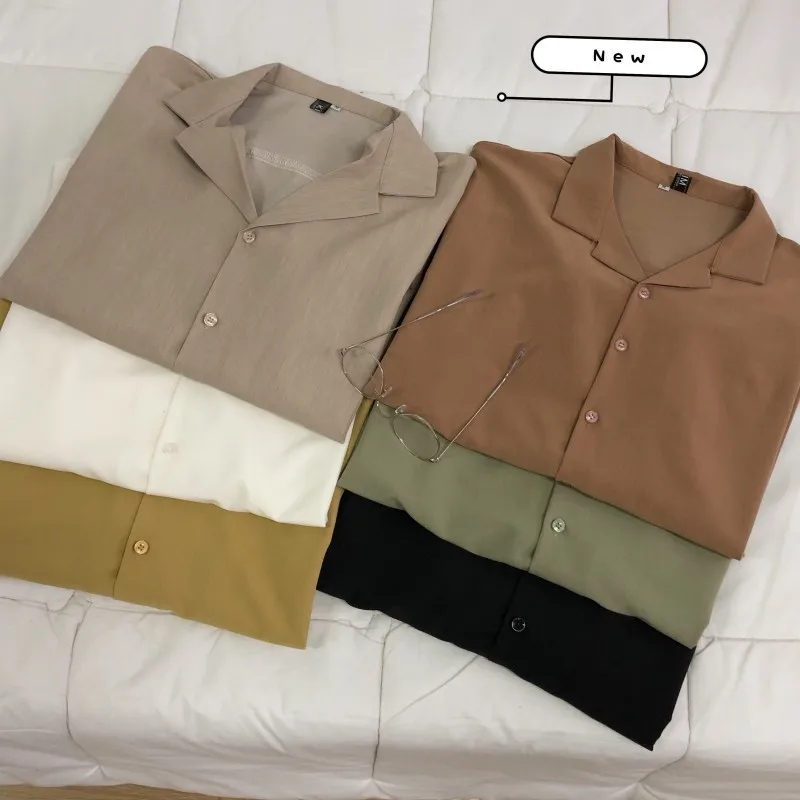 

Dress Shirt Men's Fashion Solid Color Business Casual Society Men Streetwear Wild Loose Long-sleeved s Mens M-2XL