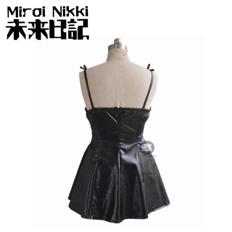 

Anime The Future Diary Gasai Yuno Black Daily PU Leather Dress Cosplay Costume Mirai Nikki Sexy Skirt Performance Costum