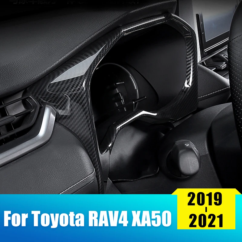 

ABS Carbon Fiber Car Instrument display Speedometer Gauge Cover Trim Frame For Toyota RAV4 2019 2020 2021 RAV 4 XA50 Accessories