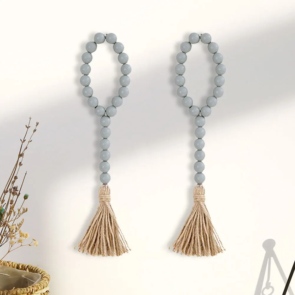 

2-5Pcs Natural Wood Bead Garland Set Black Gray Natural Color Beads 5 Styles Farmhouse Wall Hanging Decor Ornaments Gift